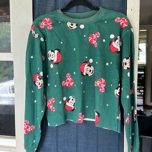 Christmas Mickey Mouse cropped crewneck